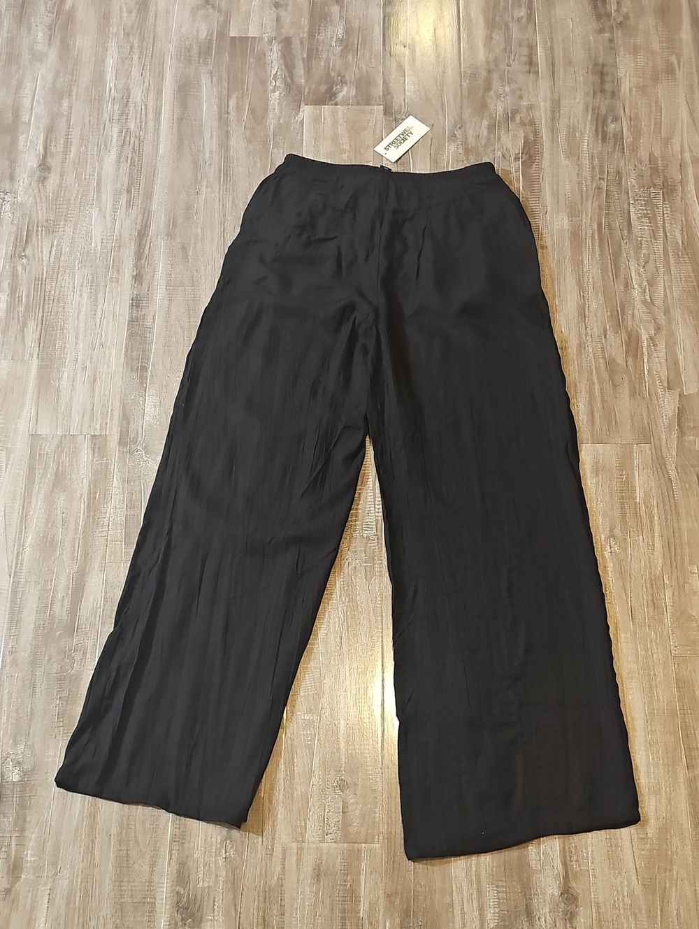 NWT Streetwear Society Pants Wide Leg Pull On Small Black Lightweight - Picture 4 of 5